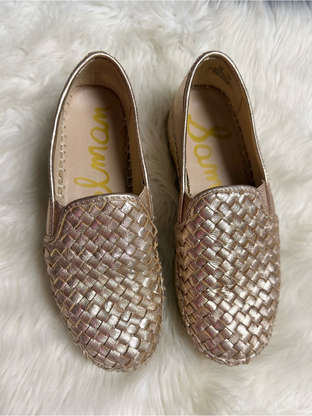 Sam Edelman 7 Flats Espadrilles Rose Gold Platform Catherine Slip-on Leather